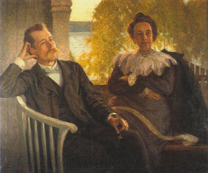Richard Bergh Author Per Hallstrom and his wife Helga France oil painting art